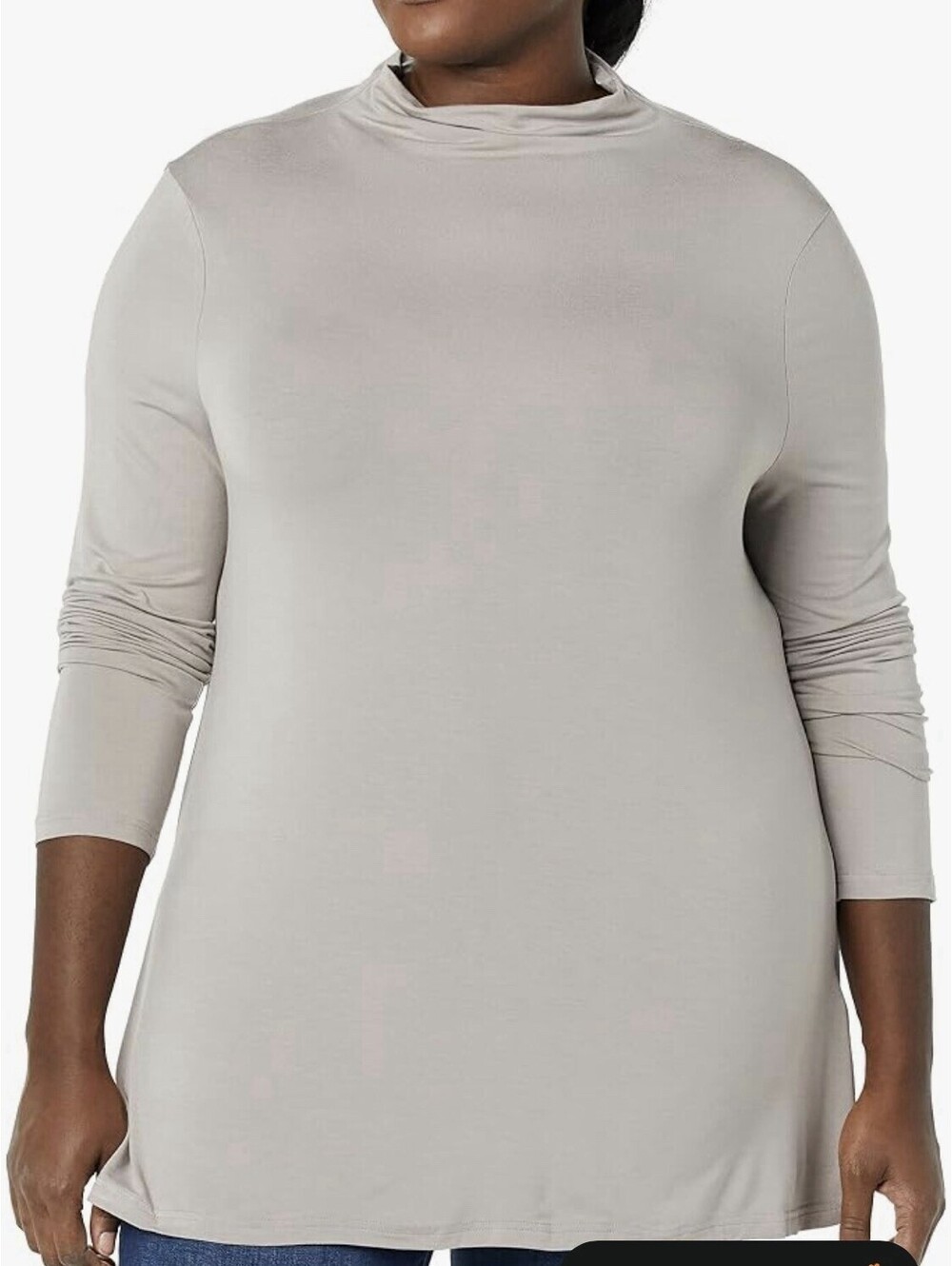 Amazon Essentials Women's Long-Sleeve Jersey Mock Neck Tunic Top Relaxed Fit XL